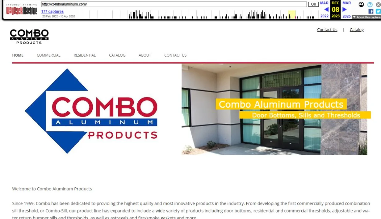 Archived Combo Aluminum homepage from December 8, 2023