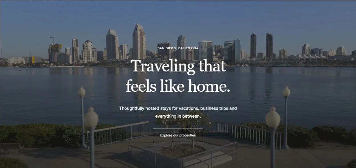 The Zen Properties website presenting San Diego stays with a coastal video hero